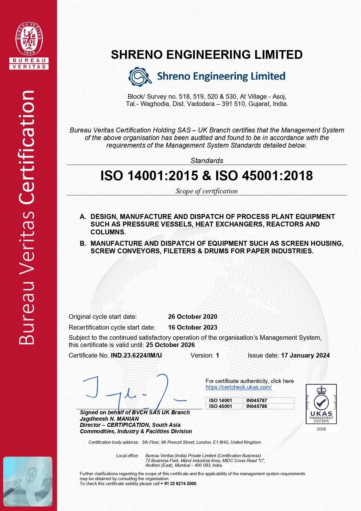 ISO 14001 & 45001 UKAS